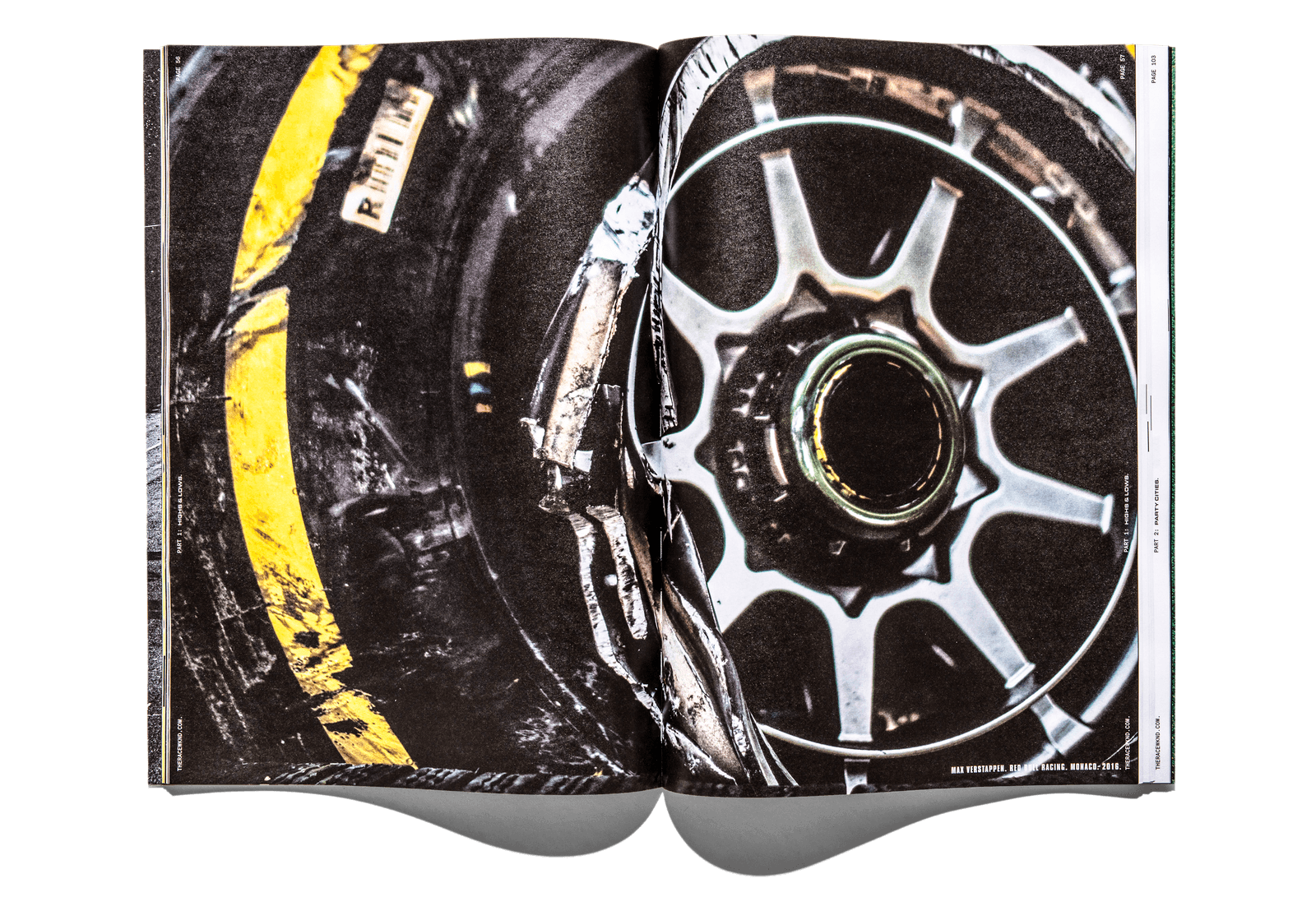 RACEWKND spread — worn tyre and wheel